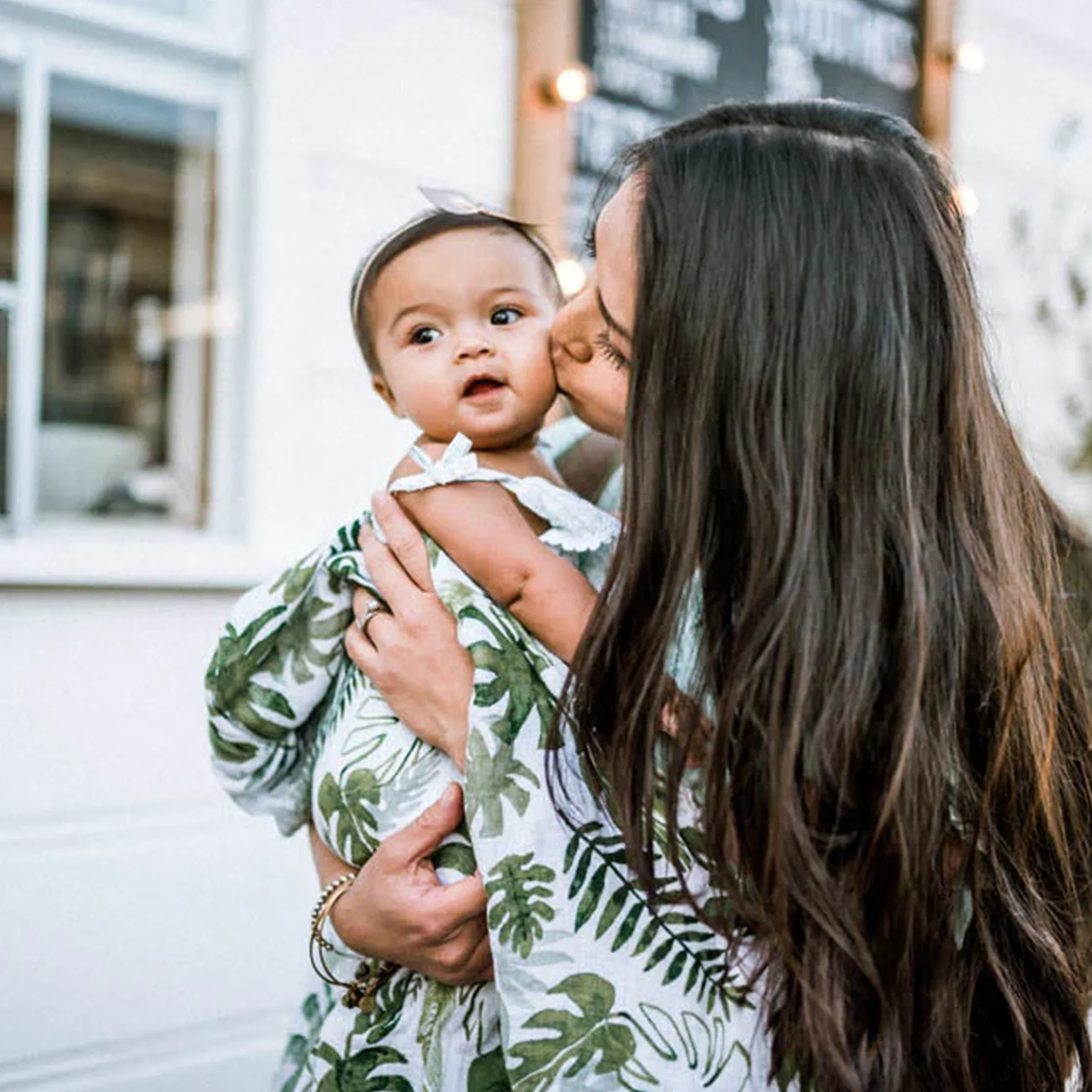 Cotton Muslin Swaddle Blanket - Tropical Leaf - Image 11