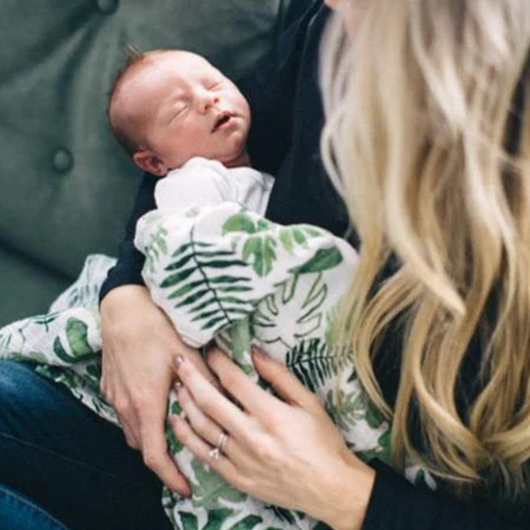 Cotton Muslin Swaddle Blanket - Tropical Leaf - Image 14