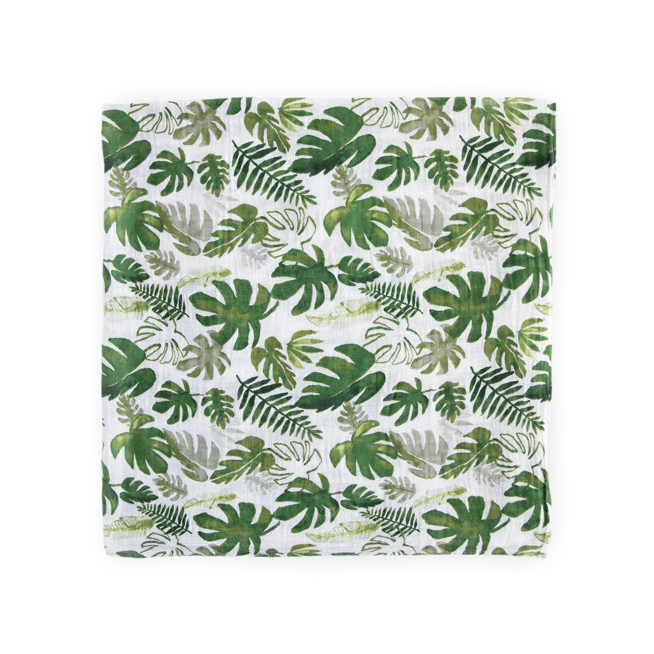 Cotton Muslin Swaddle Blanket - Tropical Leaf - Image 3