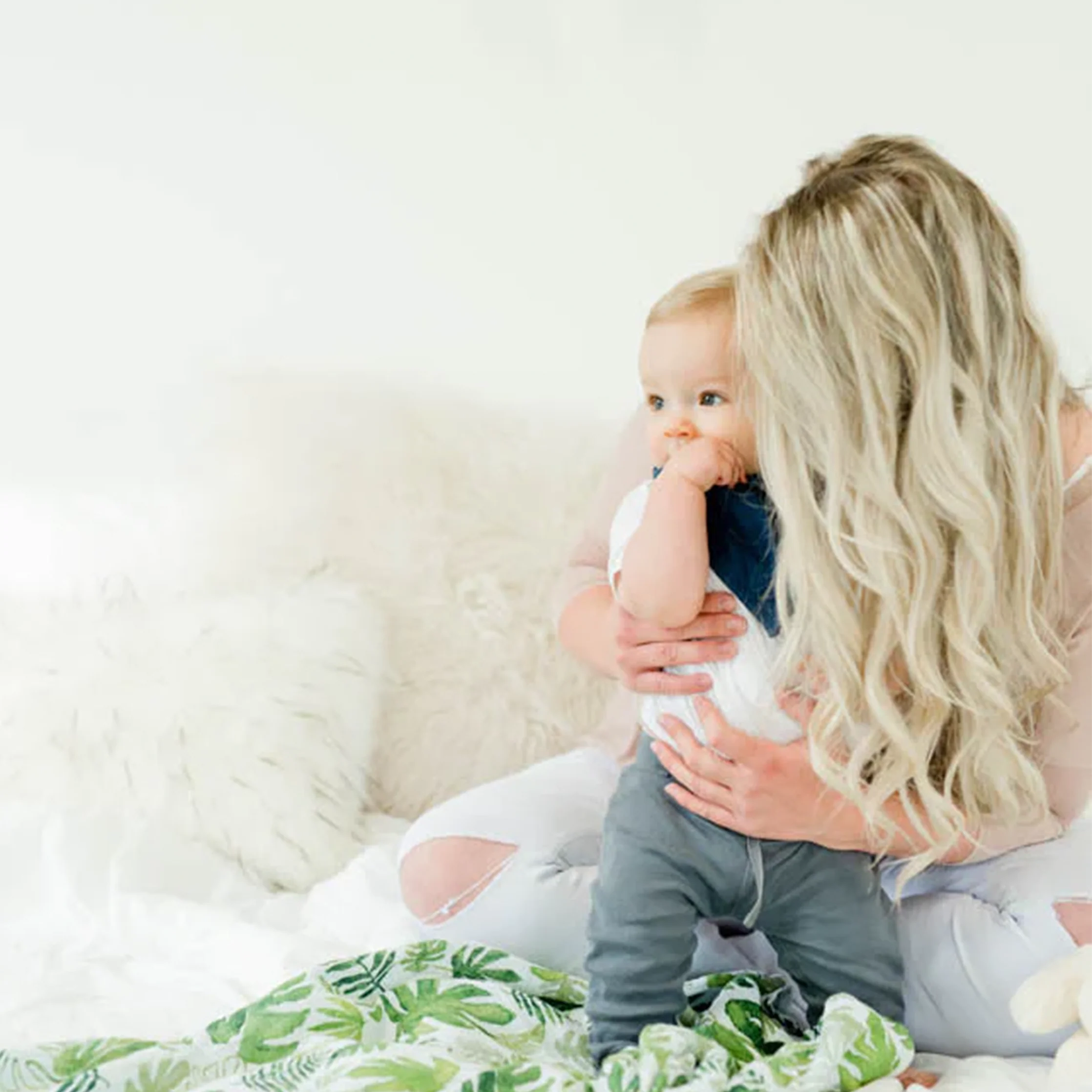 Cotton Muslin Swaddle Blanket - Tropical Leaf - Image 8