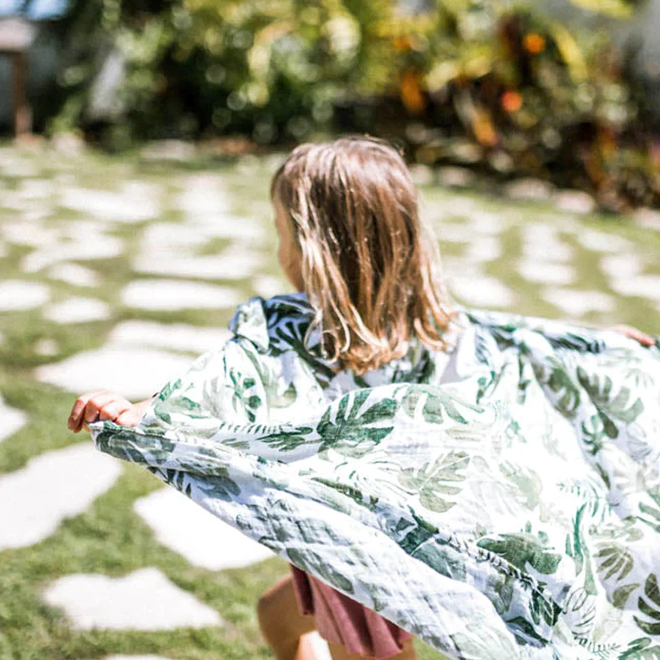 Cotton Muslin Swaddle Blanket - Tropical Leaf - Image 9