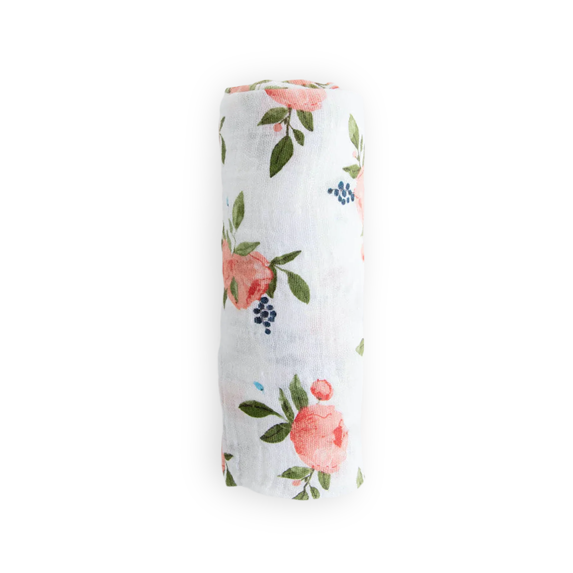 Cotton Muslin Swaddle Blanket - Watercolor Roses - Image 4
