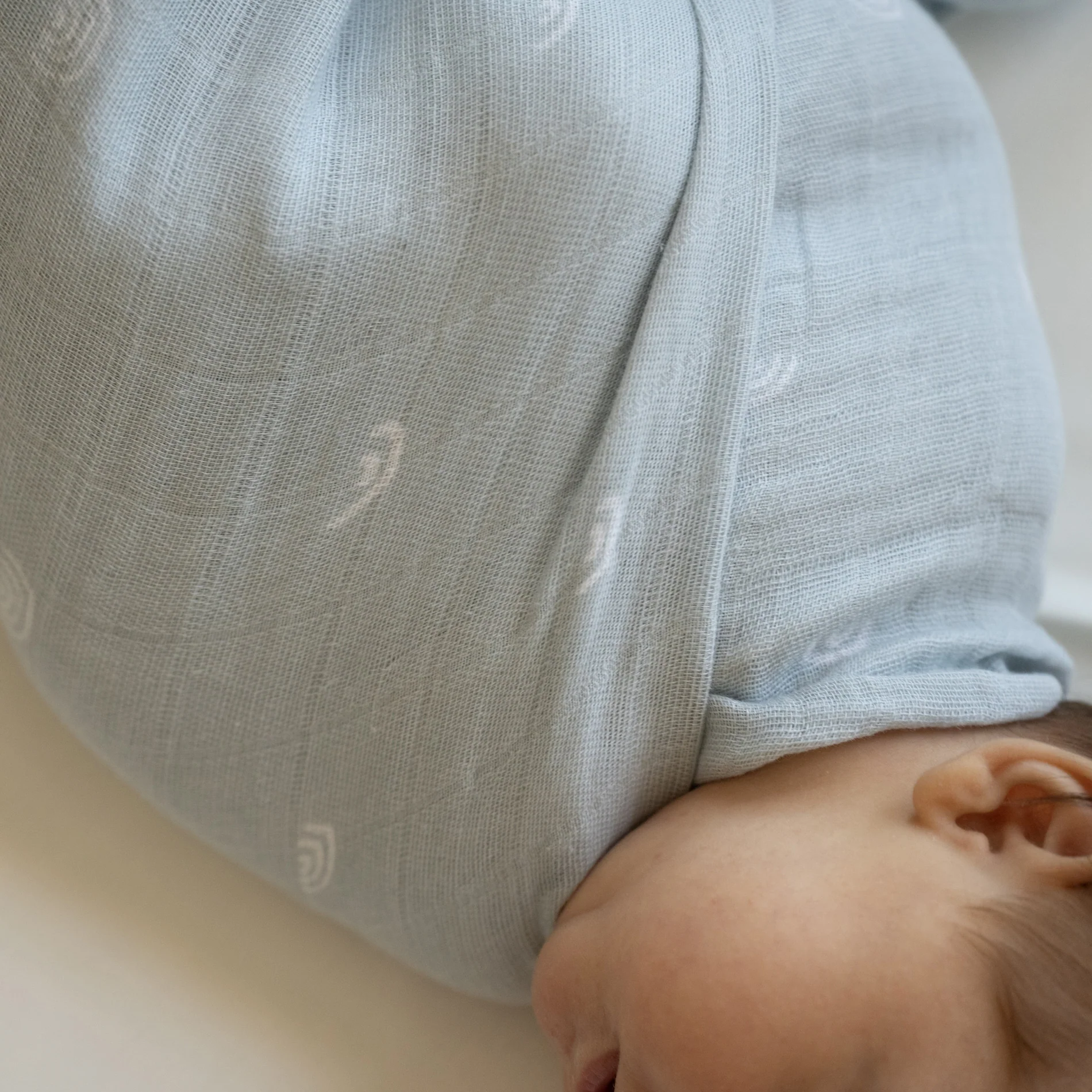 Cotton Muslin Swaddle Blanket - Blue Rainbow - Image 5