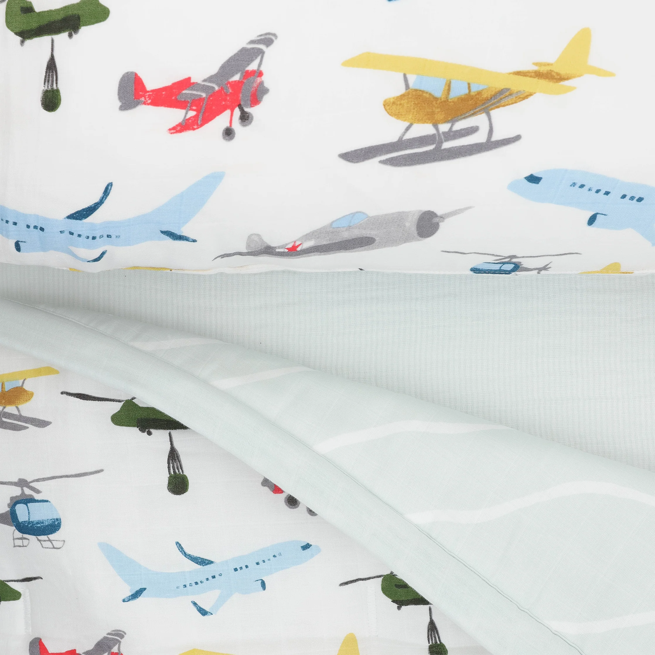 Cotton Muslin Toddler Bedding 3 Piece Set - Air Show - Image 4