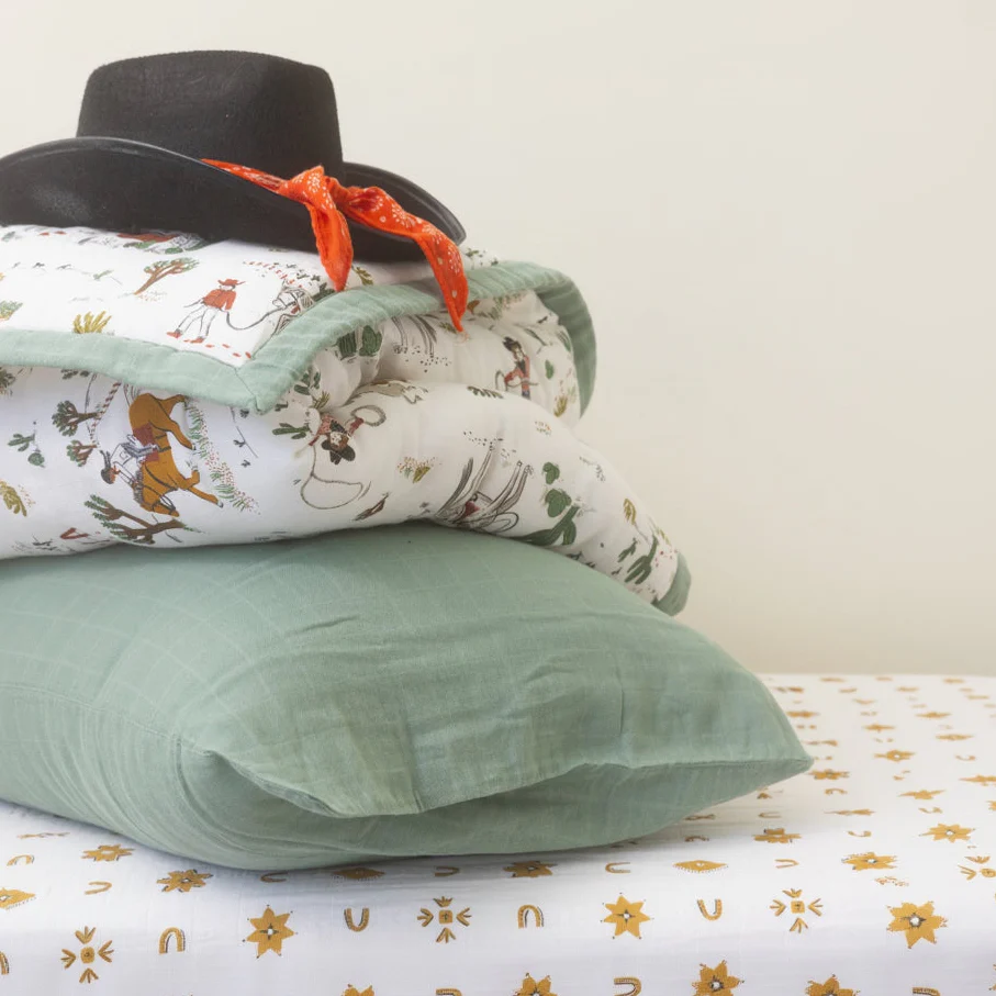 Cotton Muslin Toddler Bedding 3 Piece Set - Cowpoke - Image 10