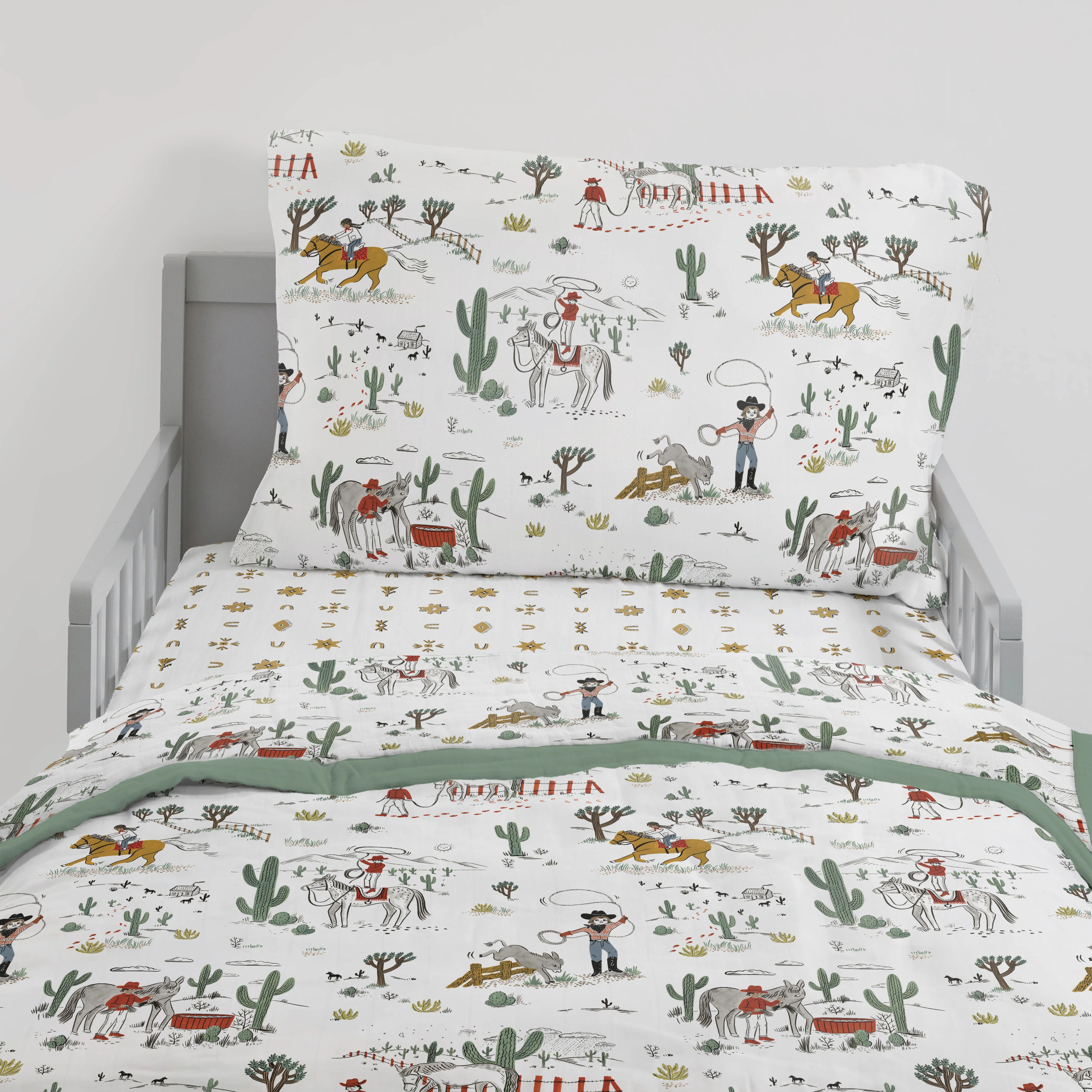 Cotton Muslin Toddler Bedding 3 Piece Set - Cowpoke - Image 3