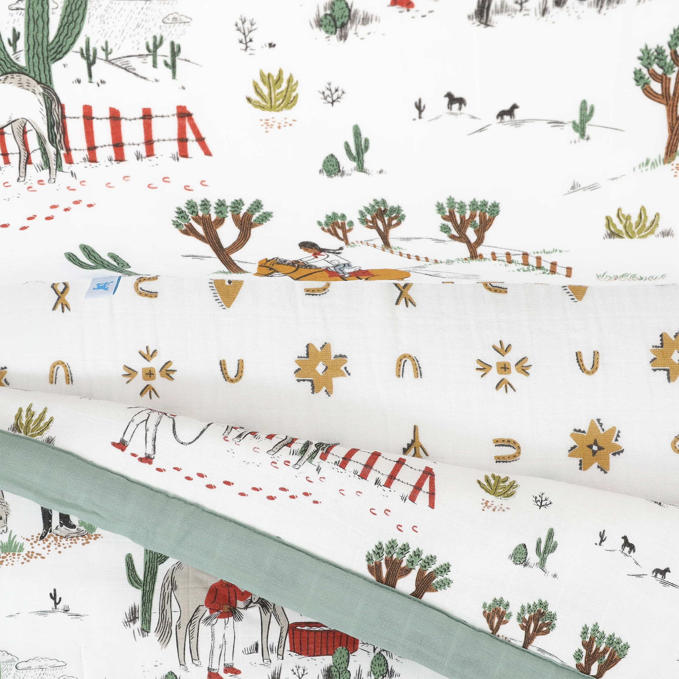 Cotton Muslin Toddler Bedding 3 Piece Set - Cowpoke - Image 4