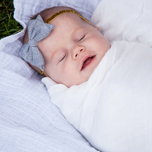 Deluxe Muslin Swaddle Blanket - Plain White - Image 6