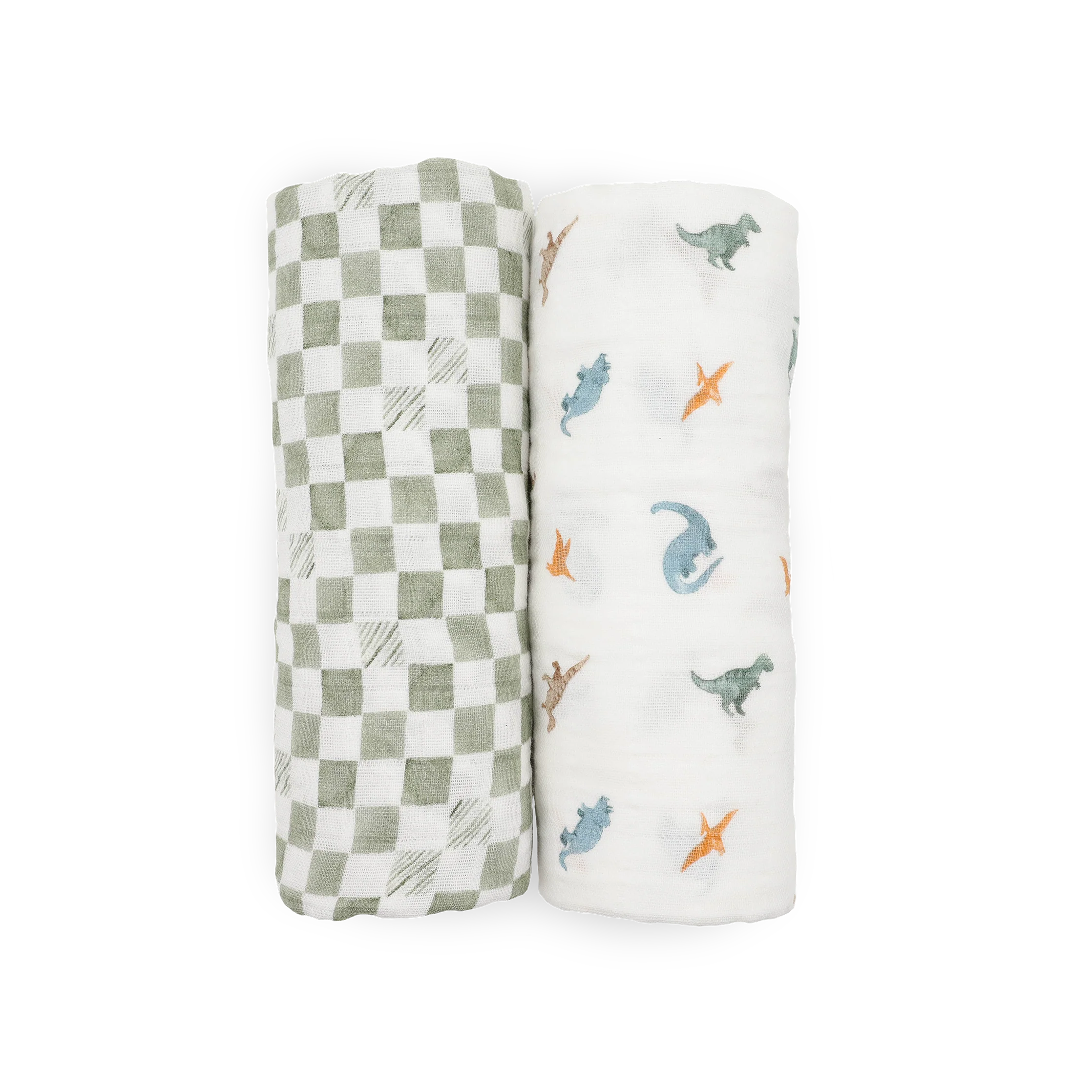 Organic Cotton Muslin Swaddle Blanket 2 Pack - Little Dino - Image 6