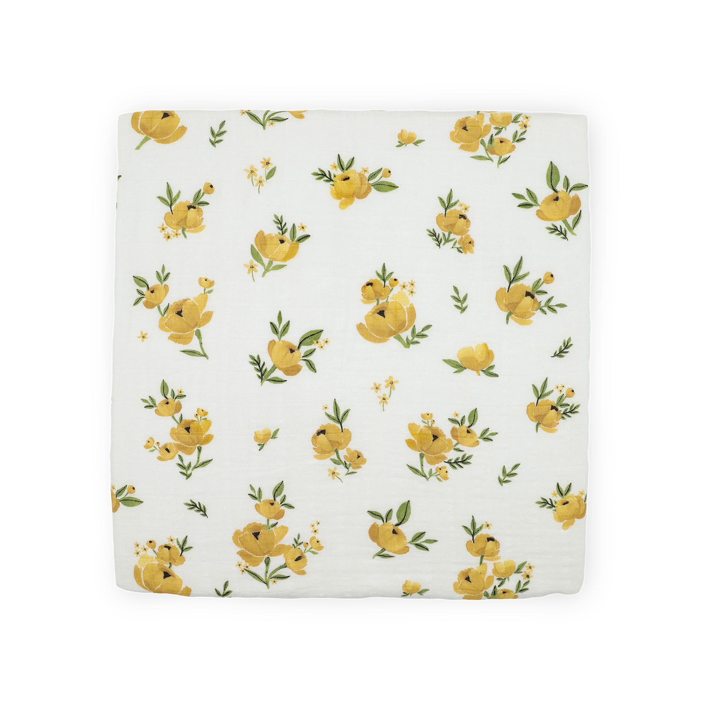 Organic Cotton Muslin Swaddle Blanket 2 Pack - Yellow Roses - Image 4
