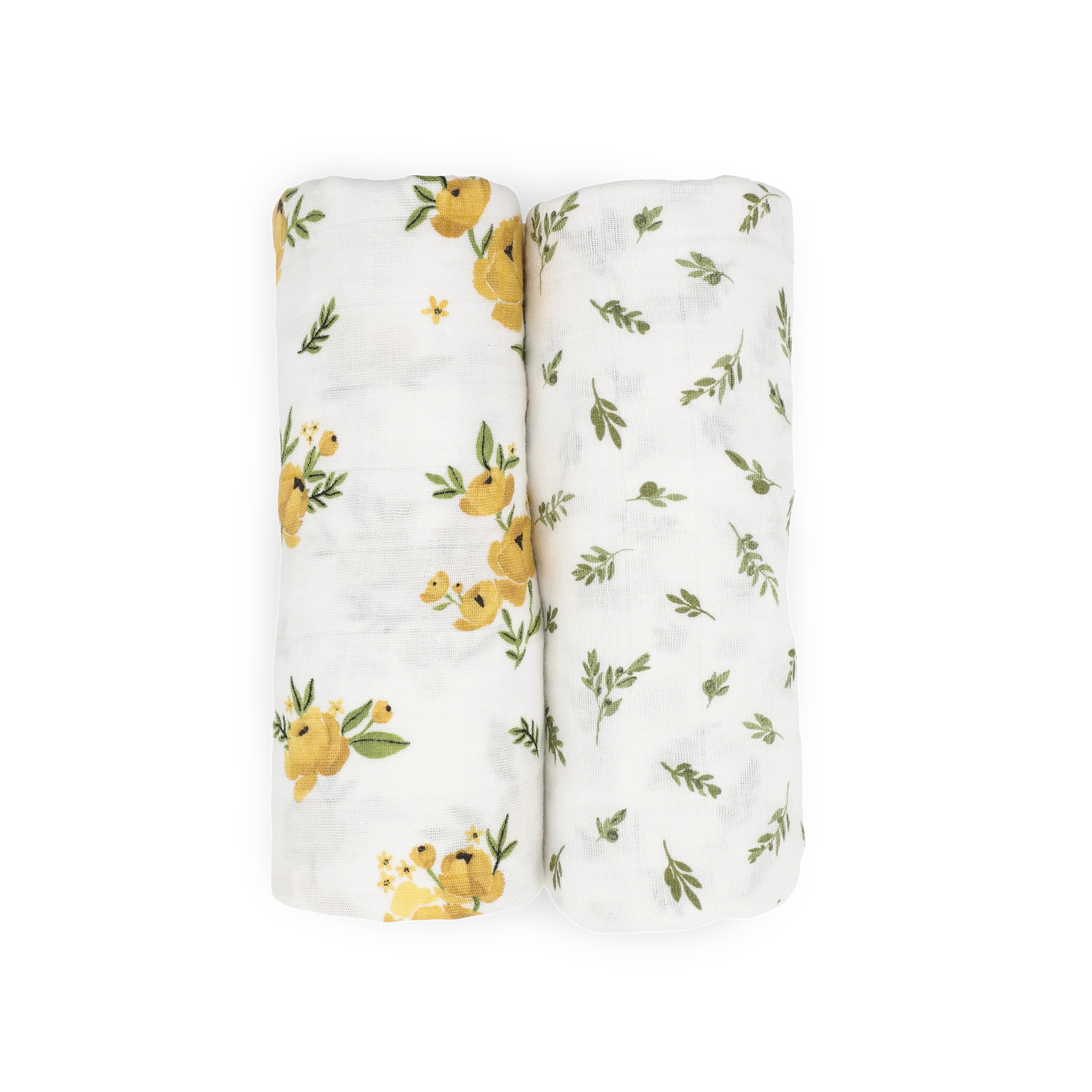 Organic Cotton Muslin Swaddle Blanket 2 Pack - Yellow Roses - Image 6