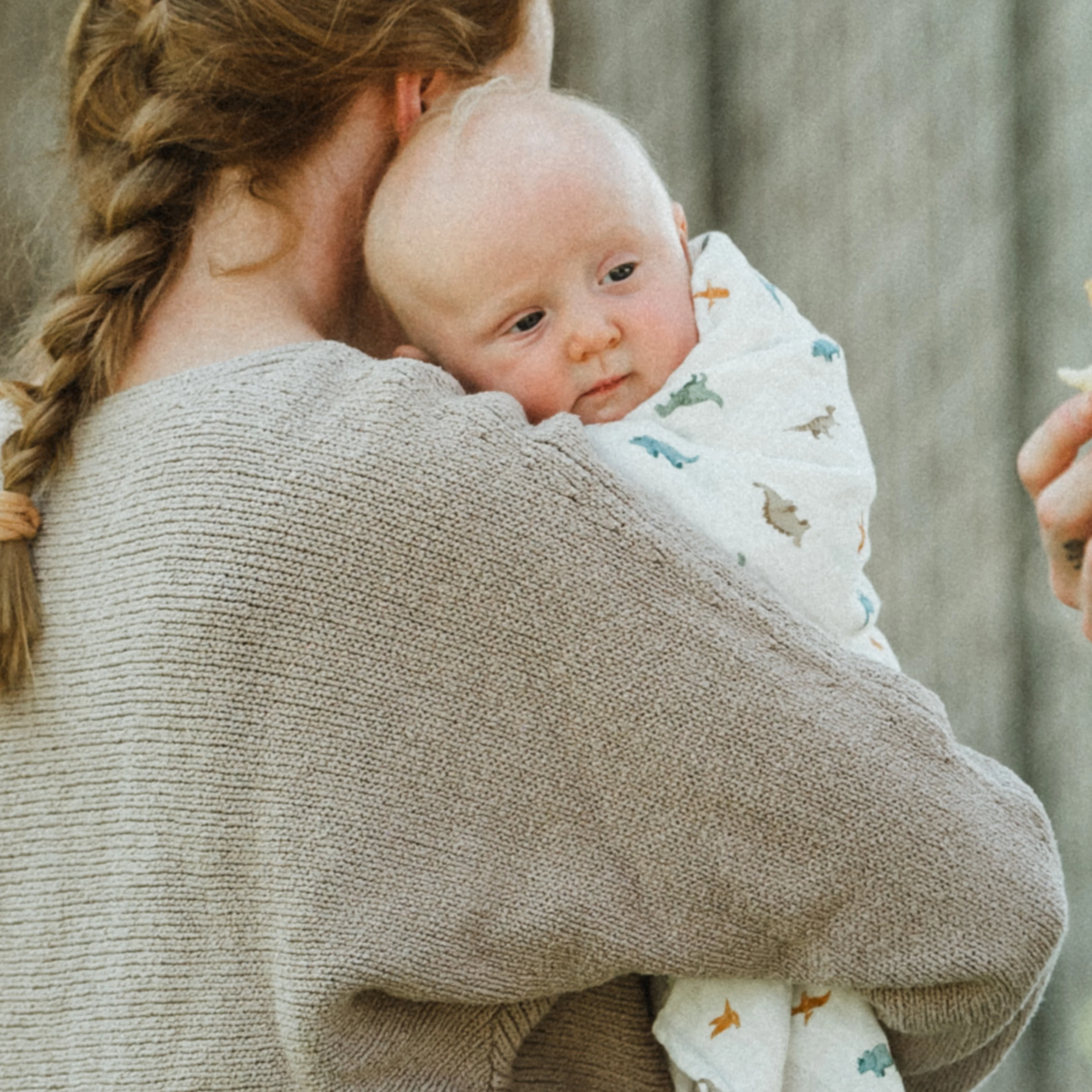Organic Cotton Muslin Swaddle Blanket - Little Dino - Image 5