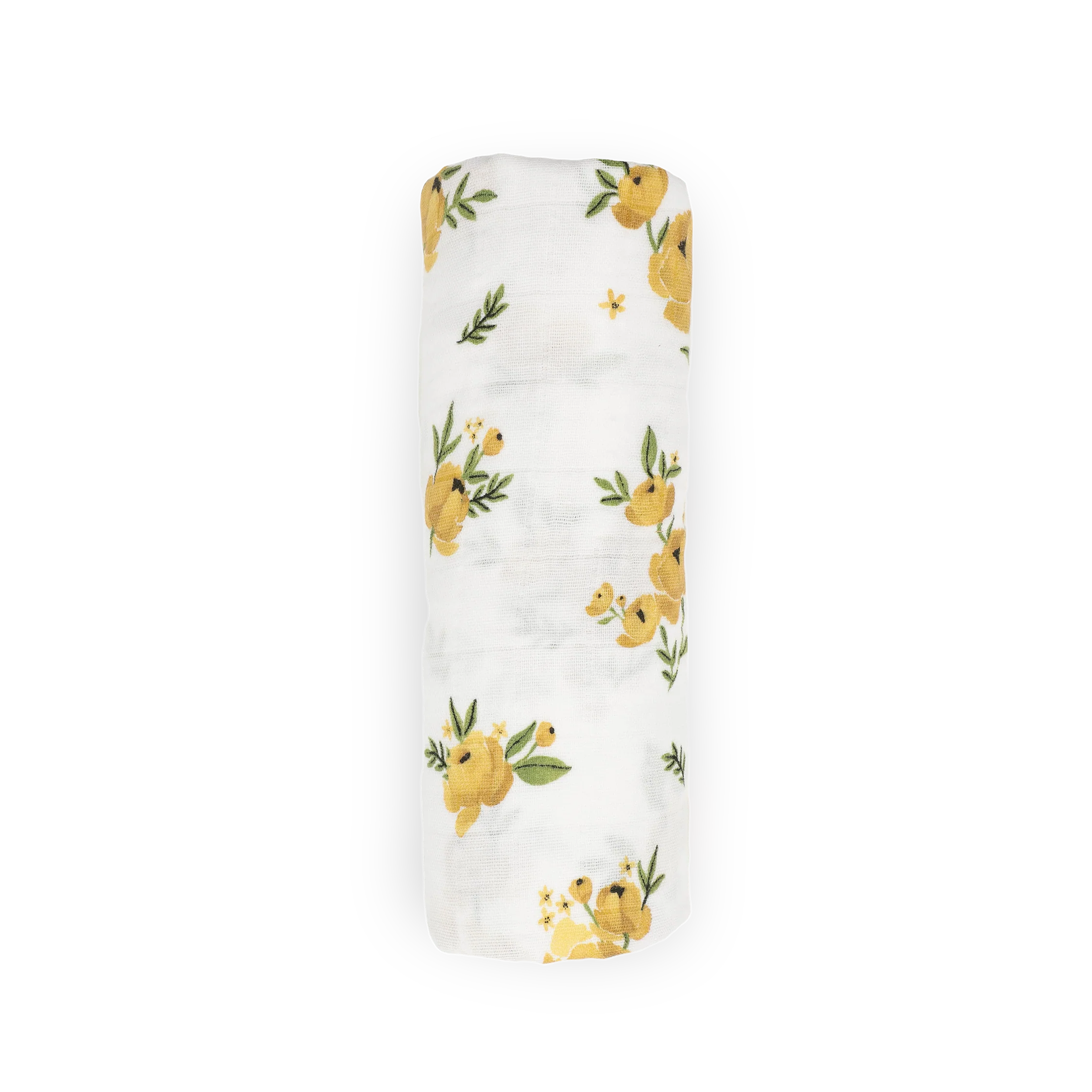 Organic Cotton Muslin Swaddle Blanket - Yellow Roses - Image 4