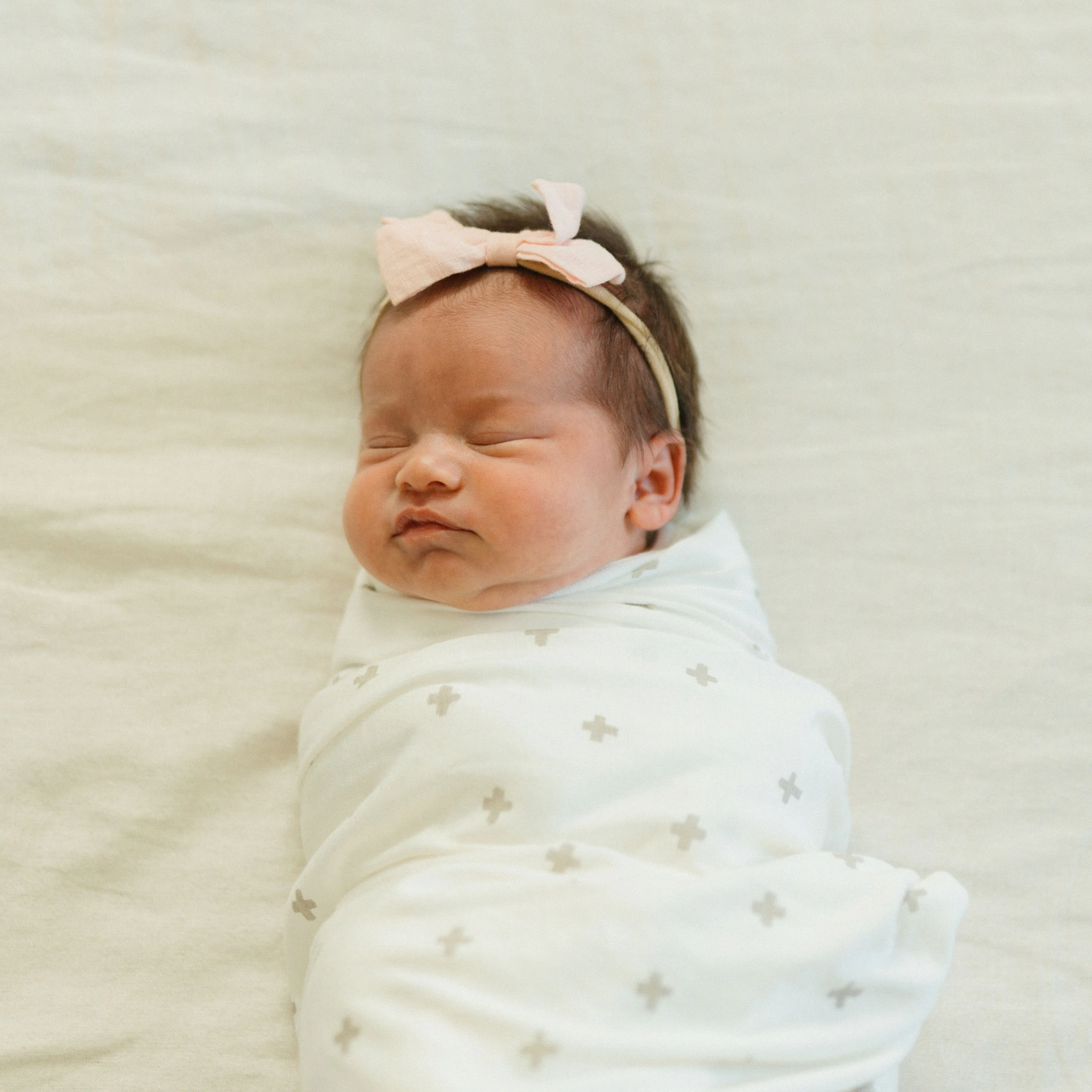 Stretch Knit Swaddle Blanket - Grey Cross - Image 10